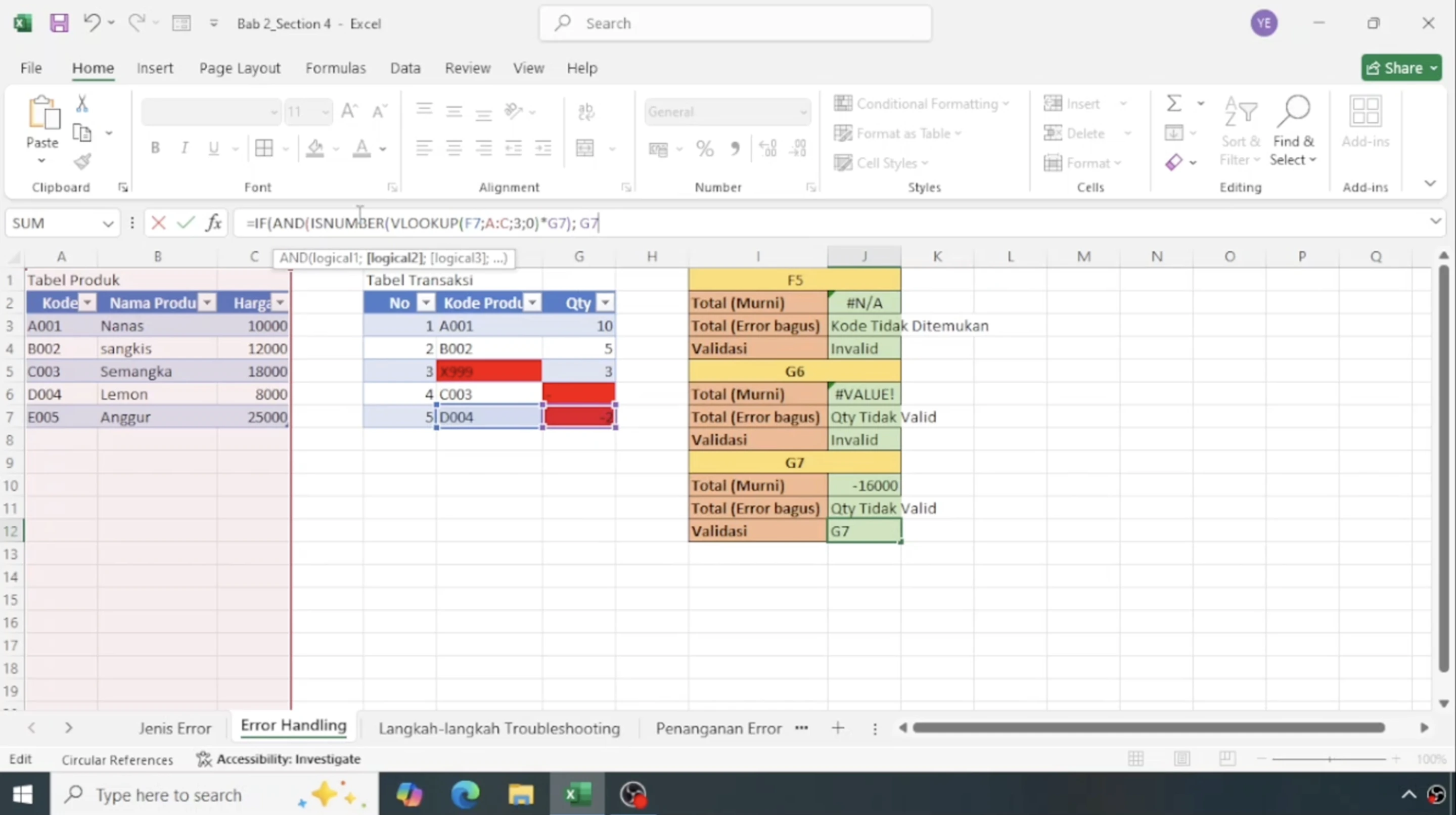 Screenshot materi kursus 10: Tips dan Trik Excel