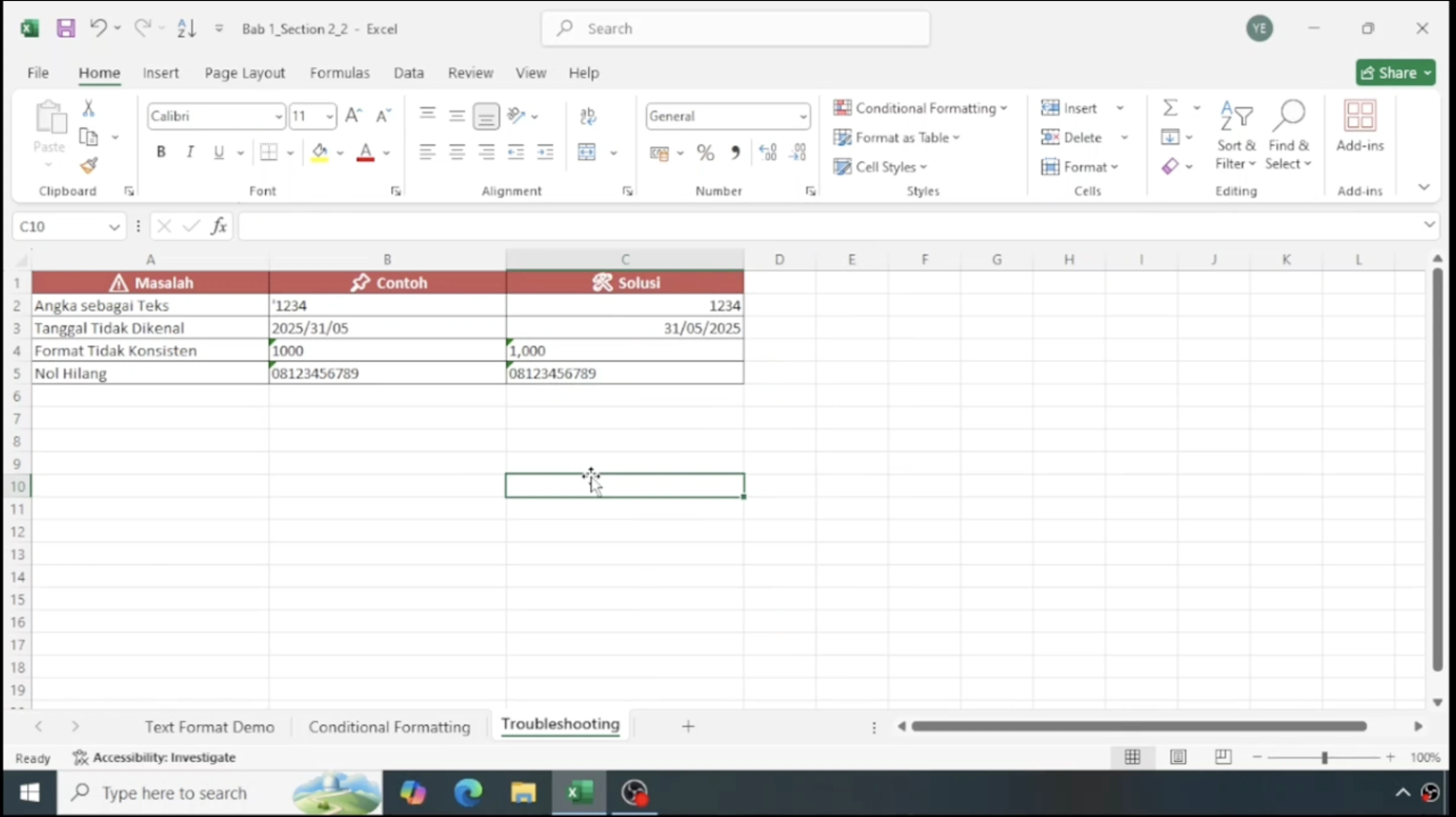 Screenshot materi kursus 4: Fungsi Teks dan Logika
