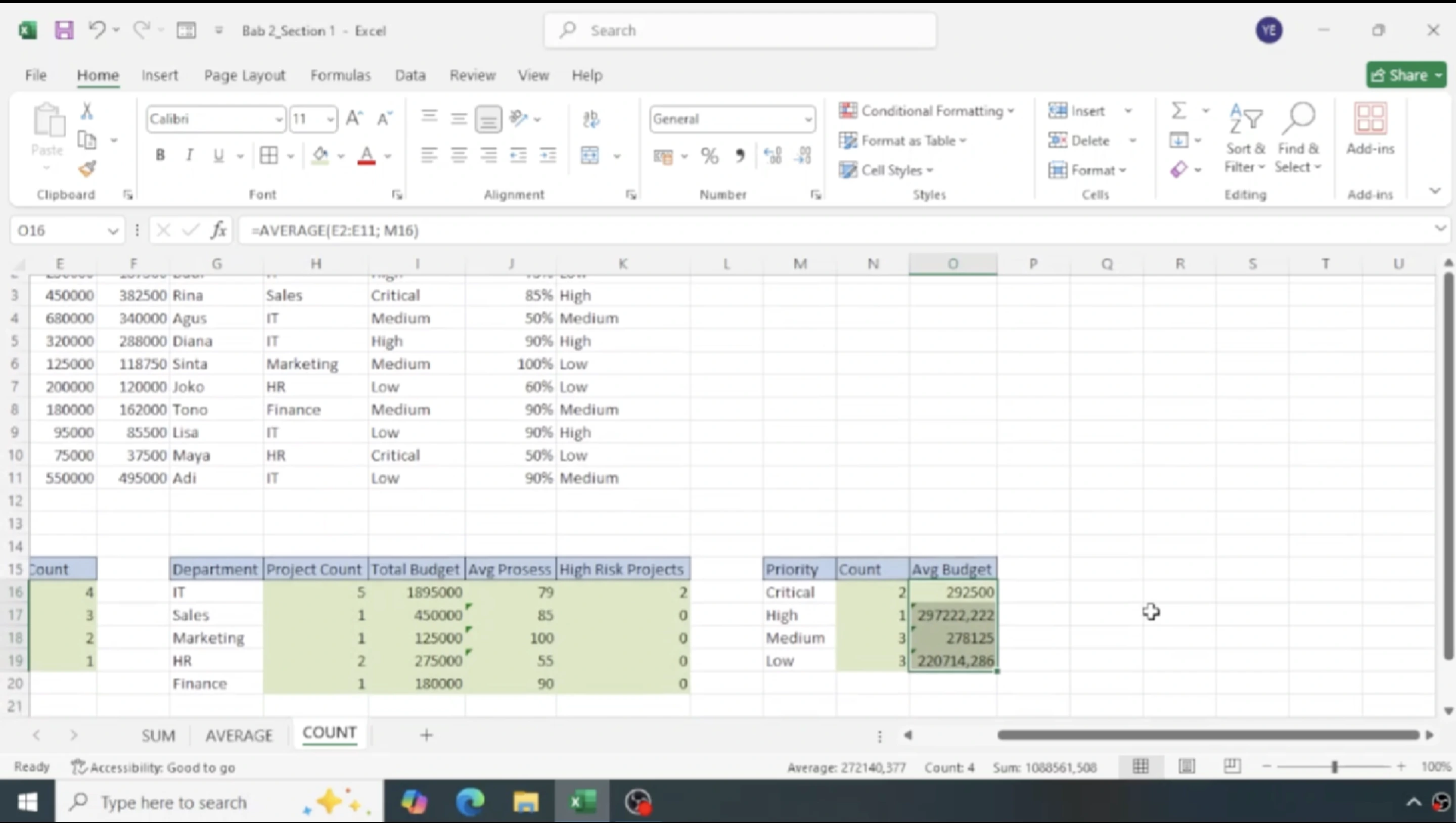 Screenshot materi kursus 7: Mengurutkan dan Menyaring Data