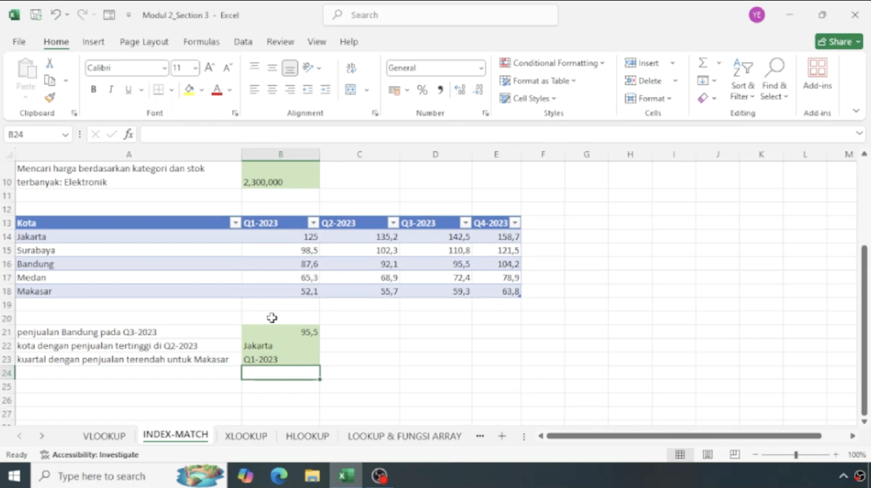 Screenshot materi kursus 9: Pengenalan PivotTable